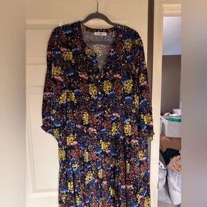 Floral Print Dress with Button Detail